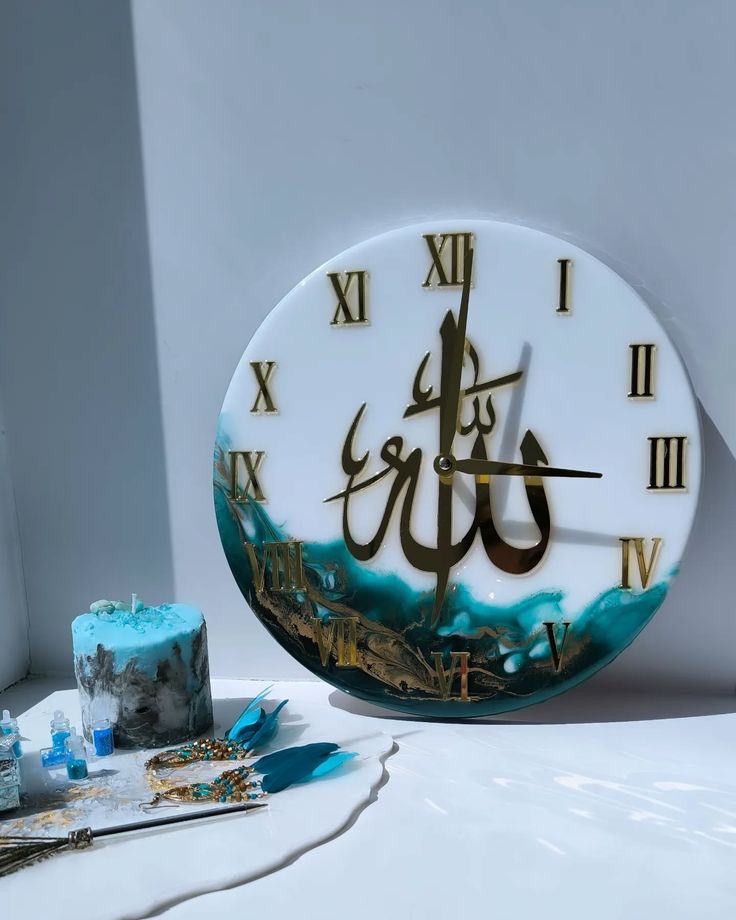 ساعت دیواری چوبی  رزینی  طرح الله مهریان قطر۵۰