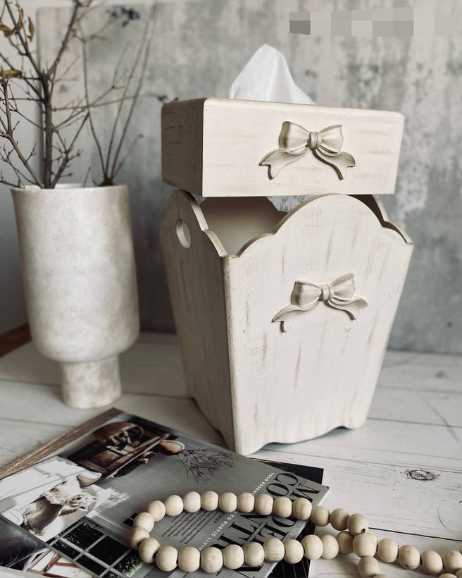 ست سطل و جادستمال چوبی طرح پاپیون جهیزیه عروس